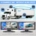 RV Backup Camera System with 10.36’’ 4K Monitor for RV Truck Bus Trailer with 4 Rear/Side View 1080P HD Cameras 4 Splits Touch Screen DVR Recording IP69 Waterproof Bluetooth Music Video Avoid Blind