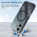 Guppy Compatible with iPhone 17 Magnetic Case, with Full Camera Lens Protector [Compatible with MagSafe] Scratch Resistant Gradient Glass Back Cover Phone Case-Black