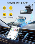 GKU Dash Cam Front and Rear, 3.18'' Touchscreen, 4K+1080P Dashcam, Built-in GPS, 5.8GHz WiFi Dash Camera for Cars with 24H Parking Monitor, Night Vision, WDR, Supports 512GB Max
