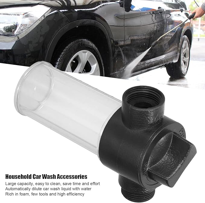 Foaming Car Wash Bottle, Water Gun Foam Garden Hose Car Washing Foamer Pot Tank, Foam Gun Soap Sprayer Hose Attachment Car Foam Gun, 100ML for Car Washing, Household Cleaning, Garden Hose