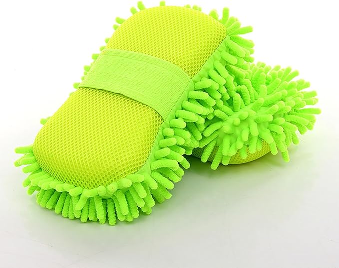 Car Wash Mitt,Microfiber Chenille Car Wash Mitt,Double-Sided lint-Free,Scratch Free,Cleaning Mitts for Truck, SUV, RV (Green)