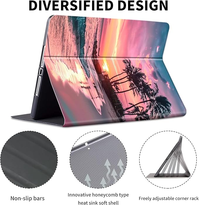 Case for 6" Kindle 11th Generation Case 2024/2022 Release,Leather Slim Folio Adjustable Stand Cover with Auto Wake/Sleep for Basic Kindle 2024/2022 11th Gen e-Reader,Pink Beach Sunset
