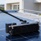 Photovoltaic Panel Cleaning Tool,7.5m Telescopic Pole,60cm Width Electric Solar Pane Roller Brush,Wet/Dry Modes,for Facility Maintenance Teams Wired(7.5m)