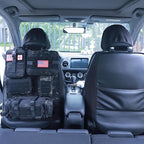 Universal Tactical Car Seat Back Organizer Bag Tactical Molle Vehicle Organizers Panel Vehicle Protector Organizers with 5 Detachable Pouches for Car Truck Ford Jeep (Upgraded D model Black camo)