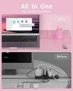 7-Port USB 3.0 Hub, RGB USB Hub with RGB Tree Light and 2ft Cable, USB Hub 3.0 Pink USB Expander for Laptop, PC, Flash Drive, HDD, Console, Printer, Keyboard, Mouse (Pink)