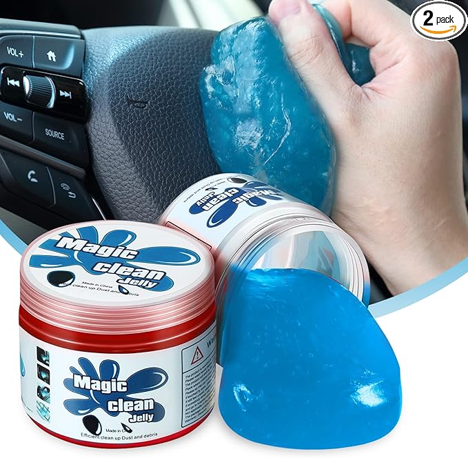 Auto Dynasty 2024 Universal Home/Office Keyboard/Interior Car Air Vent Auto Detailing Slime Cleaner Dust Cleaning Gel Putty Jelly, Pack of 2, Red and Blue