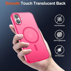 SUPFINE Magnetic for iPhone 17 Case (Compatible with MagSafe)(Military Grade Drop Protection) Translucent Matte Shockproof with Anti-Fingerprint Phone Cover,Hot Pink