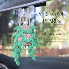 ROFIGL Handmade Crochet Hanging Car Air Freshener,12ml Empty Refillable Oil Diffuser Bottle with Crochet Hanging succulents Plant for Car Rearview Mirror for Home, and Office Hanging Diffuser Decor