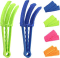 2 Pcs Blind Cleaner Duster Tool, Window Blind Duster Brush with 6 Microfiber Sleeves, Blinds Cleaner Tool for Window Blinds, Car Air Condition, Exhaust Vent