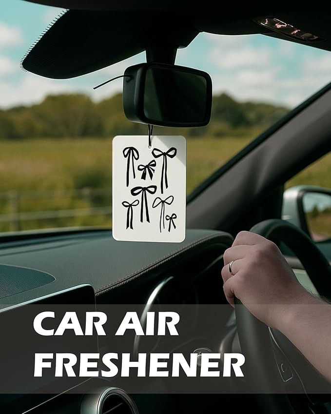 Girly Coquette Black Bow Cologne Car Air Freshener 4 Pcs, Retro Trendy Lucky 8 Ball Lip Hanging Air Freshener for Cars Bathroom Dorm Books Decor, Vintage Cute Accessories Gifts for Women Girls