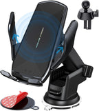 Wireless Car Charger Mount, 15W Qi Fast Charging Auto-Clamping Cell Phone Car Holder Air Vent Windshield Dashboard Long Arm Suction Cup Car Phone Mount for iPhone13 /12/11 Samsung S20/S10/S9/S8 LG