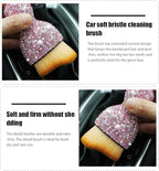 zipelo Auto Interior Dust Brush, Car Detailing Cleaning Brush with Diamond, Bling Handle Soft Bristles Dusting Tool, Scratch Free Dirt Clean Brushes for Vehicle Dashboard, Air Conditioner Vent (Pink)