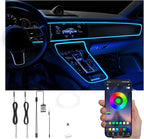 Car Ambient Lighting Optic Fiber 64 Colors Music Sound Active with APP Control Car Decorative Atmosphere Lighting Kit DC 12V 1W 3m