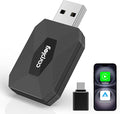 Wireless CarPlay Adapter for iPhone – Converts Wired to Wireless CarPlay for Android Auto with Fast Stable 5.8GHz & Bluetooth Connect & Plug and Play USB & USB-C – No Delay Apple CarPlay, Black