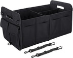 titiyiof Trunk Organizer For Suv & Sedan,Car Organizers and Storage, Waterproof Collapsible & Adjustable Straps,75L Sturdy Car Organization for Car Accessories, Tools,Sundries,2-3 Compartment（Black）