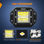 Nilight 4PCS 42W Flush Mount LED Pods Spot Flood Combo Beam Driving Backup Reverse Grill Mount Light with 16AWG LED POD Lights Wiring Harness Kit -4 Leads