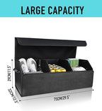 Fyzeoty Car Organizers for Trunk for Suv Sedan, Leather Storage Box,Extra Large,Magnetic Lid,Collapsible and Adjustable, S004, Black