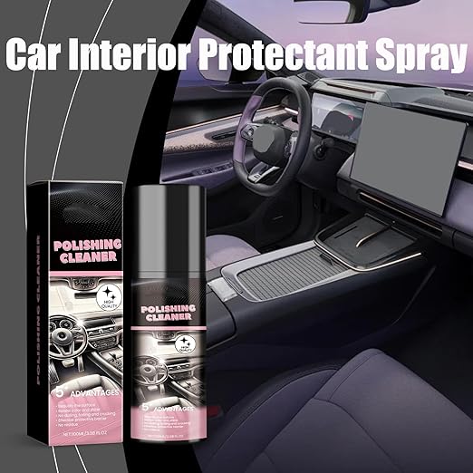 Car Interior Protectant Spray, 2026 New Pro Polishing Cleaner, Car Interior Shine Interior All Purpose Cars Cleaner for Rubber, Leather (4PCS)