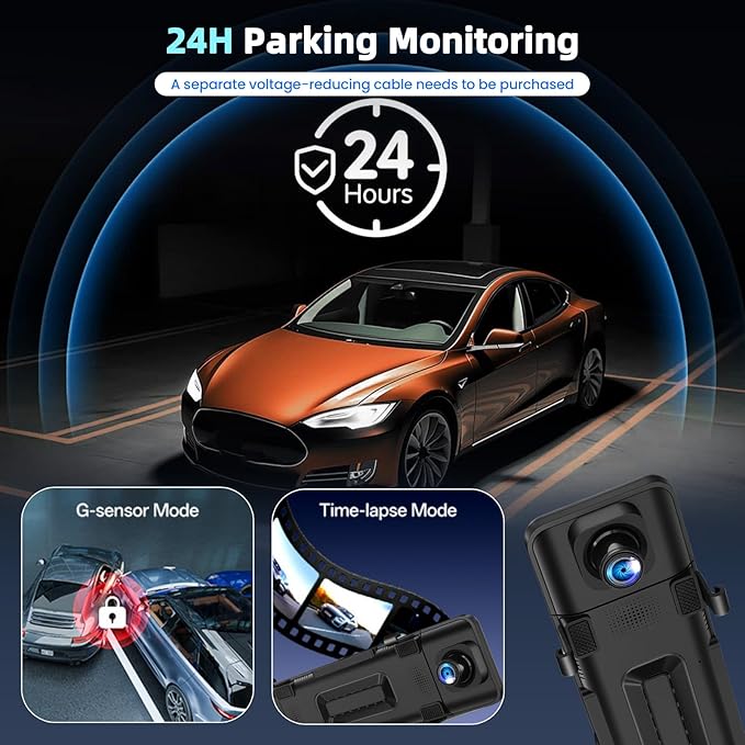 Mirror Dual Dash Camera for Car, Dashcam 4K Front 1080P Rear View ADAS BSD LCA Wi-Fi&APP 10.88" IPS Touch Screen HDR Night Vision G-Sensor Loop Recording 24H Parking Monitor Parking Monitor