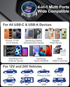 Car Charger USB C, 90W Multi Port Dual 12V Cigarette Lighter USB Charger QC 3.0/PD 45W Super Fast Charging Car Phone Charger Plug Adapter for iPhone 17 16e 15 14 13 12 Pro Max Pad Android(Gray)