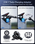 Ecogenix Upgraded 2In1 CCS & J1772 to Tesla Adapter, 250KW Fast CCS1 to Tesla Charging Adapter, ONLY Fit for Tesla Model Y, 3, S, X, Compatible with Level 1 2 3 Charging Stations with CCS1& J1772