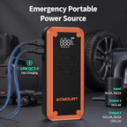 Jump Starter with Air Compressor, Acmount 5000A Car Battery Jump Starter with 150PSI Tire Inflator for Up to 9.0 Gas/8.0L Diesel, 12V Portable Jump Starter Box with LCD Display, Light (Orange&Black)