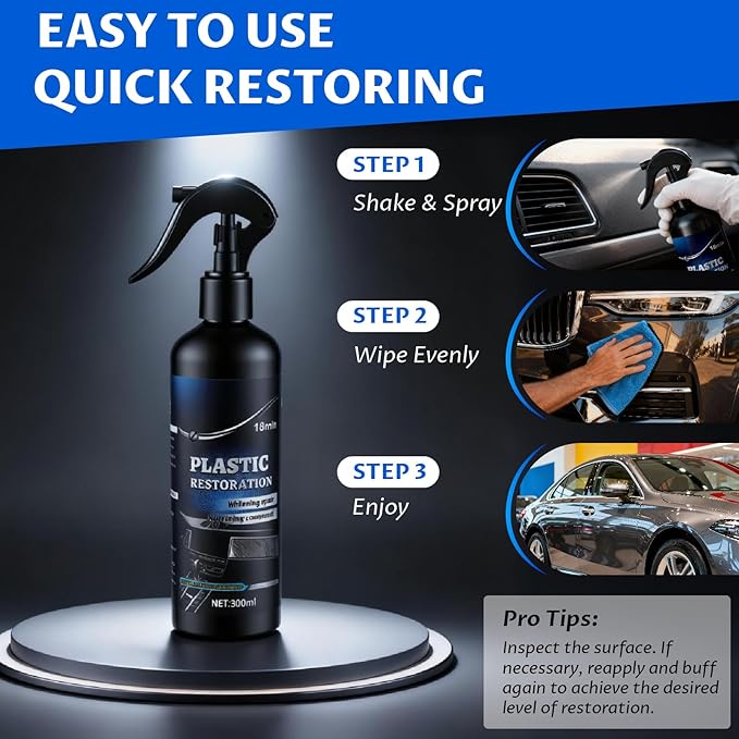 Back to Black Plastic Restorer with Ceramic Coating, UV Protection & Carnauba Wax | Restores Plastic Trim, Bumpers & Vinyl | 10oz Long-Lasting Spray Non-Greasy Formula for Interior & Exterior