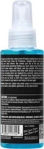 Chemical Guys Tangled Sheets Fresh Linen Scent Air Freshener Spray and Odor Eliminator, Clean Fabric Inspired Spray for Home, Office, Bathroom, Dorm, and Car Interior - 4 Fl Oz