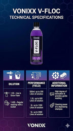 Vonixx V-Floc Concentrated Car Wash Soap - Ph-neutral - 1:400 dilution - 16.9 fl oz (500ml)