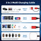 Travel Essentials 3in2 Multi Charging Cable for iPhone Watch Charger,USB A/C to Type C/IP/iWatch Charger,Travel Chargers for Multiple Devices Compatible with iWatch Series&iPhone 16-12 5FT