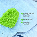 Premium Chenille Car Wash Mitt - Ultra-Soft, Scratch-Free, and Lint-Free Microfiber Mitt for Superior Car Wash Kit, Car Detailing, and Car Cleaning Supplies (2)
