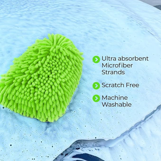Premium Chenille Car Wash Mitt - Ultra-Soft, Scratch-Free, and Lint-Free Microfiber Mitt for Superior Car Wash Kit, Car Detailing, and Car Cleaning Supplies (1)