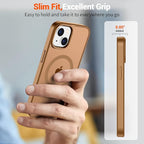 SUPFINE Magnetic for iPhone 14 Case & iPhone 13 Case (Compatible with MagSafe)(Military Grade Drop Protection) Slim Translucent Matte Shockproof Phone Cover,Brown