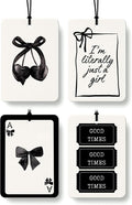 Coquette Black Bow Cherry Cologne Car Air Freshener 4 Pcs, Retro Preppy Cherry Poker Ticket Hanging Air Freshener for Cars Bathroom Dorm Books Decor, Vintage Accessories Gifts for Women Girls