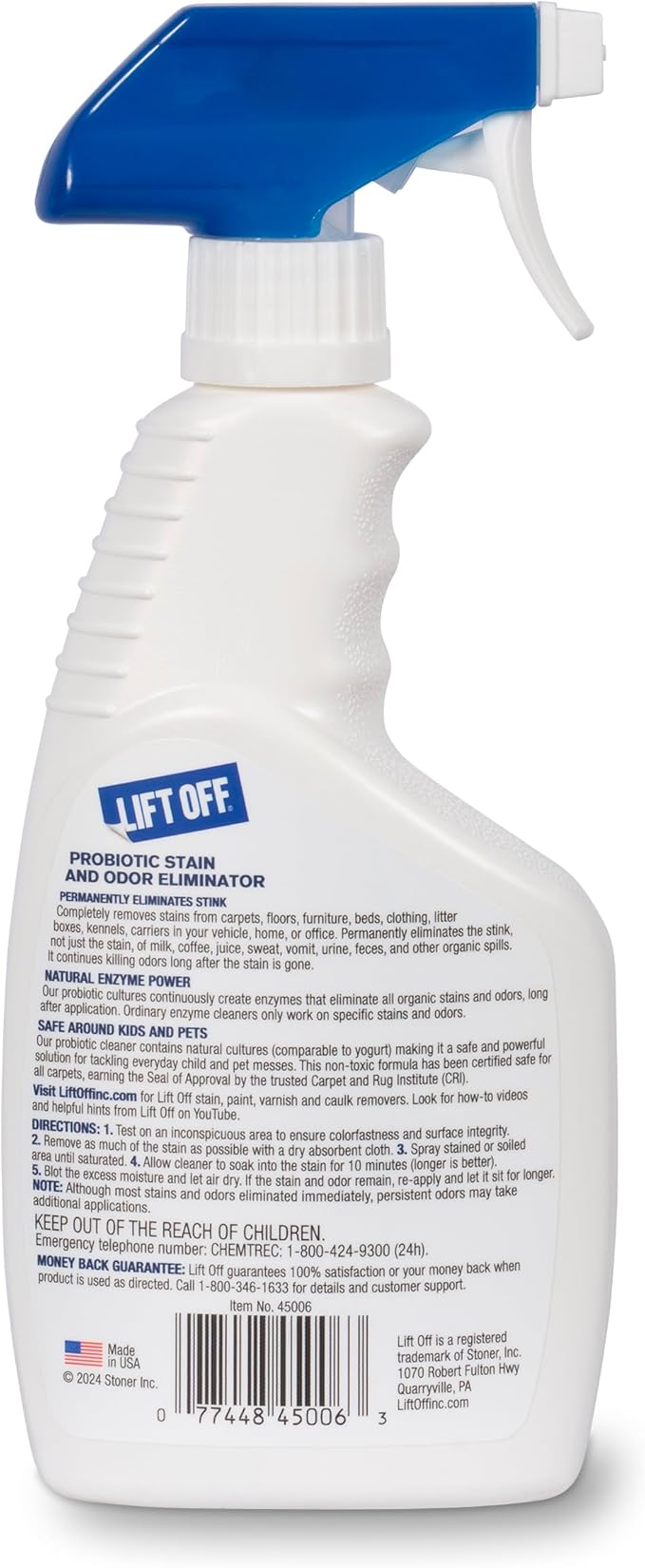 Lift Off 45006-6PK Probiotic Stain and Odor Eliminator – Natural Enzyme Cleaner for Pet Urine & Odor, Dog & Cat Stains – Carpet & Upholstery Cleaner – Safe Around Kids & Pets – 16 fl oz (Pack of 6)