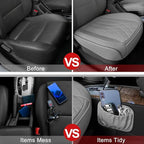 BEITK 2 Pack Leather Front Car Seat Cover Bottom Car Seat, Universal Anti-Slip Driver Car Seat Protectors with Storage Pocket, Waterproof Bottom Auto Seat Cushion Pad Mat for Most Vehicles(Gray)