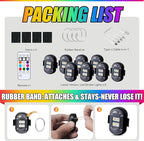 Upgraded Wireless Car Lights with Remote Control，Rechargeable Waterproof 8-Color Interior Car Light, Car Lights Anti-Collision Warning Lights for Vehicle Drone Motorcycle Bike