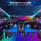 Acrylic Interior Car LED Strip Light with APP Remote Control,57in 2 in 1 USB RGB Dreamcolor Neon Flexible Strip Fiber Optic LED Ambient Lighting Kits,RGB Music Lights Sync for Inside car Decorations