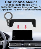 Car Phone Holder for Honda Civic 2022-2026 / Acura Integra 2023-2025 Accessories Apply to 7/9 Inch Touch Screen Fixed Clip Magnetic Cell Phone Mount Hands-Free 360 Degree Rotation