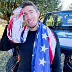 Gone For a Run Car Seat Towel Cover – Hooded Moisture-Wicking Microfiber Seat Protector – 30" x 60" – for Runners and Outdoor Enthusiasts – Patriotic
