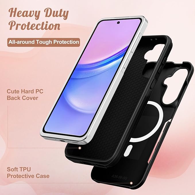 for Samsung Galaxy A36 5G Phone Case - Compatible with MagSafe Women Girls Cute Magnetic Protective Cover Cool Fun Unique Leopard Heavy Duty Shockproof Design for Samsung A36 5G Cases 6.7"