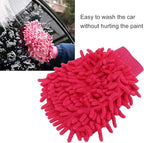 Microfiber Washing Glove, Pink Chenille Car Wash Mitt Scratch Free for Furniture for Motorcycle