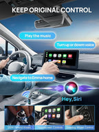 Moman Wireless CarPlay Adapter, Plug & Play Car Play in-Dash Converter for iOS 10+ & Android Auto with USB-A/USB-C Convert Wired to Wireless for 800+ Cars (2016+)