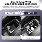 LUWU Center Console Organizer Compatible with 2022-2024 2025 2026 Subaru WRX Accessories Armrest Console Secondary Storage Box Insert Tray ABS Material Black (Standard Six-Speed Manual Transmission)