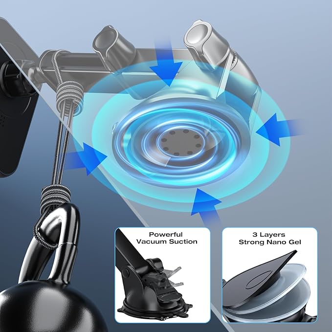 MAGJIEYX for MagSafe Car Mount Charger, (15W Fast Charging) Magnetic Wireless Charging Phone Holder Fits iPhone 16/15/14/13/12 Pro Max Plus/MagSafe Case on Dash/Windshield/Air Vent/Desk Bumpy Roads
