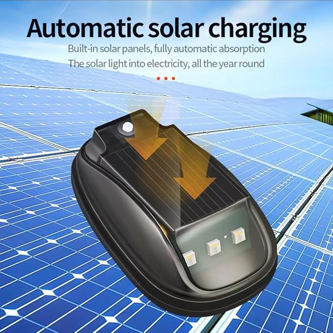 Solar-Powered Car Roof Light – Waterproof, Remote Control & Easy Installation, Solar Car Roof Light Kit, 8 Colors Wireless LED Strobe Lights with Remote Control for Trucks, Motorcycle, Vehicle (6pcs)
