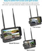 Truck Bus Digital Wireless Backup Camera Monitor System Kit, 7 inch DVR Monitor+HD IP69K Waterproof Night Vision Rear View Reverse Camera for Van Trailer 5th Wheel Pickup RV Campers Motor Home Boat