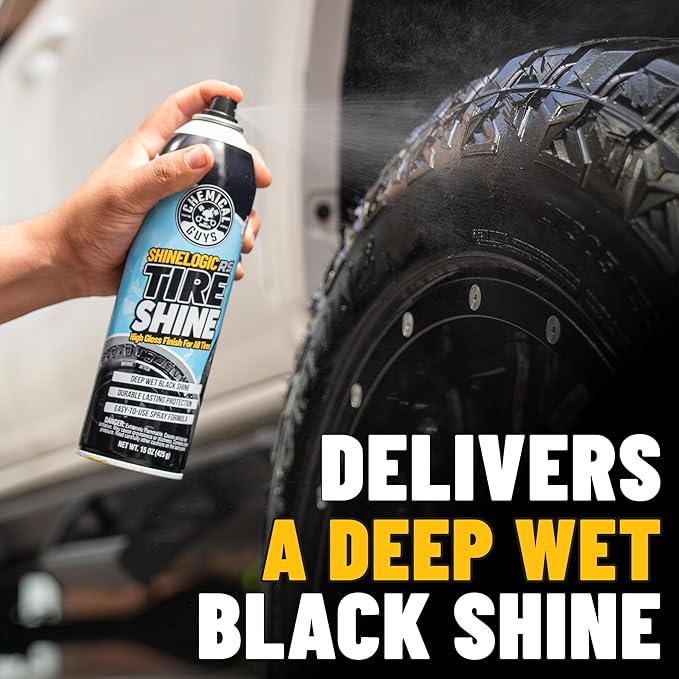 Chemical Guys ShineLogic Tire Shine Safe for Cars, Trucks, Motorcycles, RVs & More, Includes Microfiber Towel Kit, 15 fl oz, 2 Pack