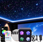 36W 4-Head 4 Color RGBW Twinkle Fiber Optic Lights, Starlight Headliner Kit with Total 1200pcs*0.75mm/0.03in 13.1ft Optical Fiber Cables+Remote and APP Control for Car and Home Interior Decoration