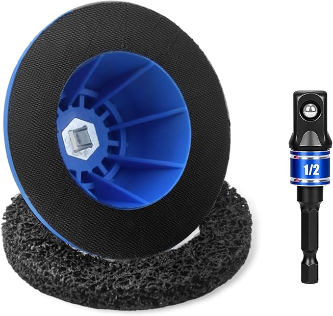 Wheel Hub Grinder Car Wheel Hub Cleaning Brush with 150mm Grinding Wheel Rust Grinding/Cleaning Rotor/Wheel Surface Polish Clean for Cordless/Air Drill (Blue)